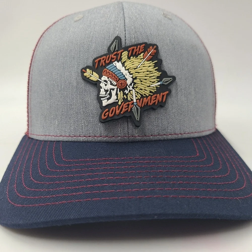 Shield Republic Hat Trust The Government Snapback Trucker Mesh Gray Blue Red Men